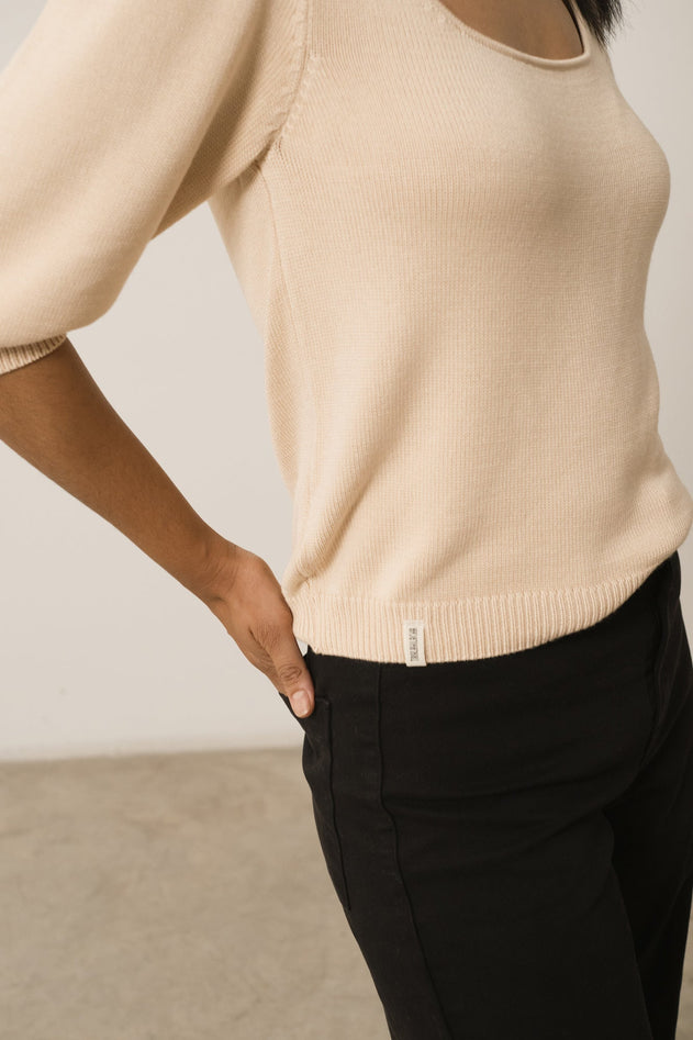 Haya Knitted Tencel Top Pink/White