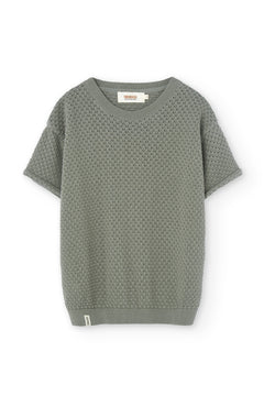 Hadara Short Sleeve Knitted Top Grayish Blue