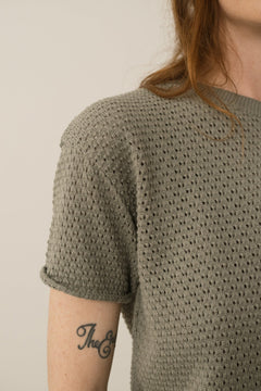 Hadara Short Sleeve Knitted Top Grayish Blue