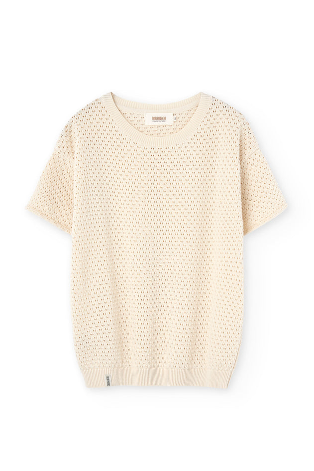 Hadara Short Sleeve Knitted Top White