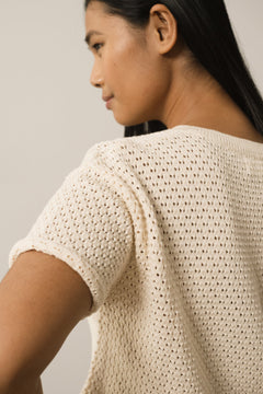 Hadara Short Sleeve Knitted Top White