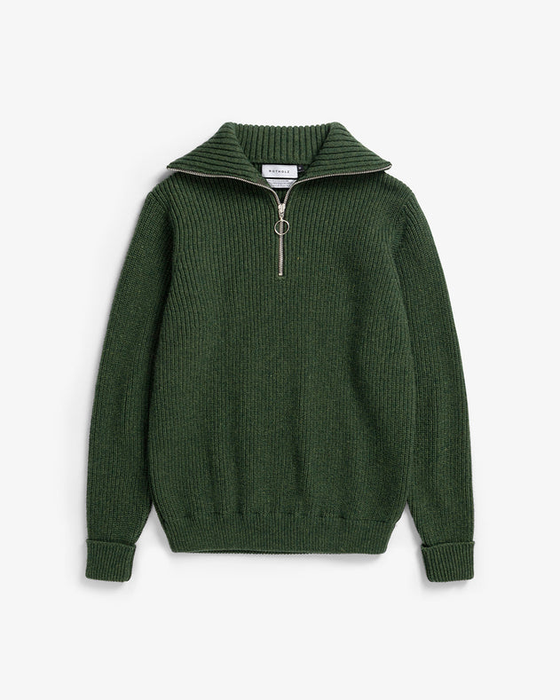 Heavy Knit Troyer Green