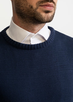 The Rodna 100% Cotton Crewneck  Petrol Blue