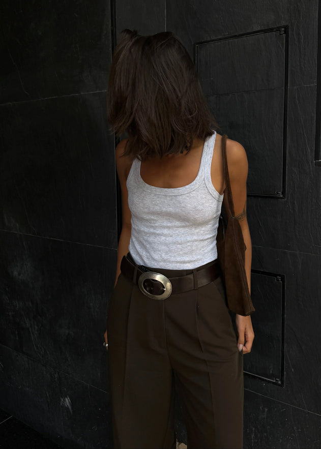 Jimmy Scoop-Neck Ribbed Tank Top Grey