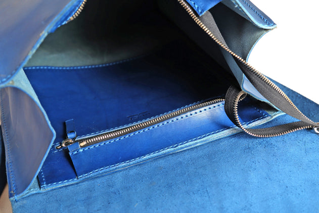 Mod 120 Cuoio Leren Rugzak Blauw