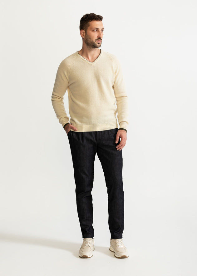 The Rodna Merino Wool V-Neck Jumper White