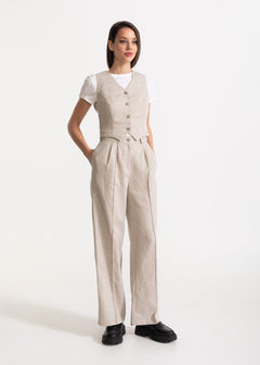 Women's Figa Linen Trousers Beige