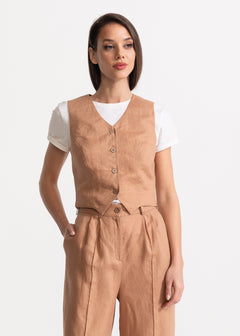 Women's Figa Linen Waistcoat Cappuccino