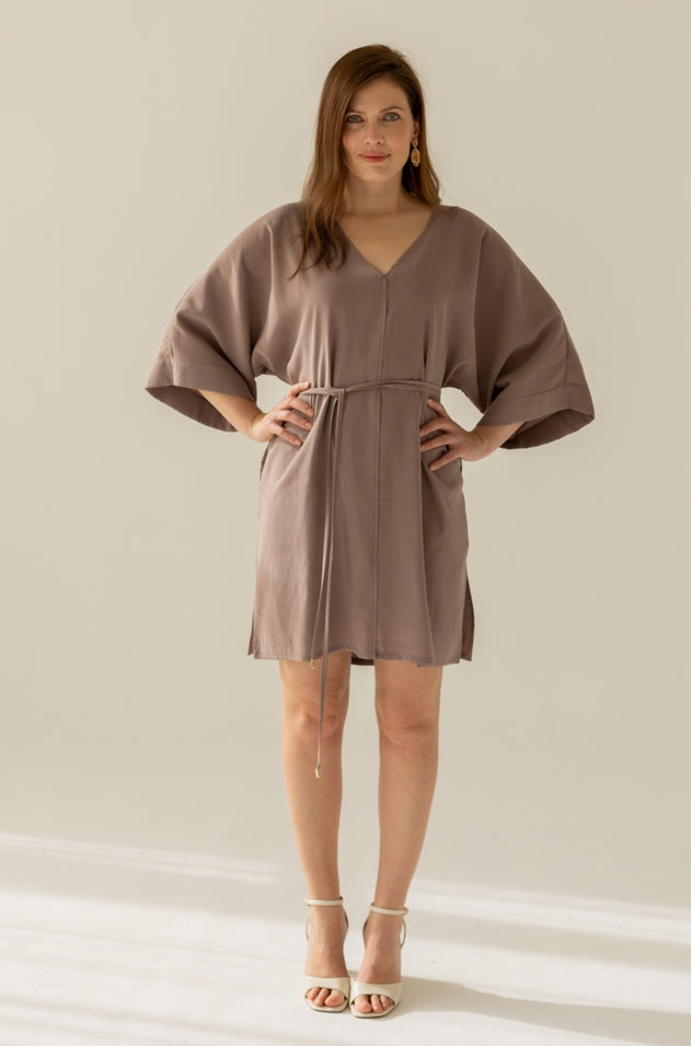 Thilde Kimono Dress Brown