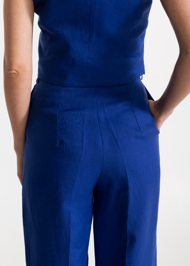 Women's Figa Linen Trousers Royal Blue