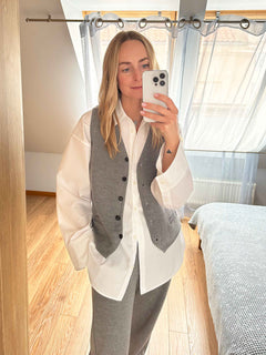 Galante Knitted Merino Waistcoat Light Grey