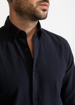 The Godeanu Linen Shirt Navy Blue