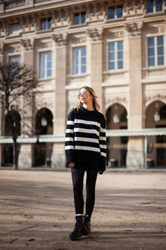 Marina Striped Merino Jumper Black