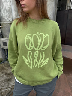 Printed Tulip Sweater Green
