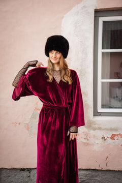 Fluwelen Kimono Wijnrood