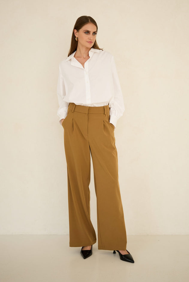 Wide Leg Trousers Beige