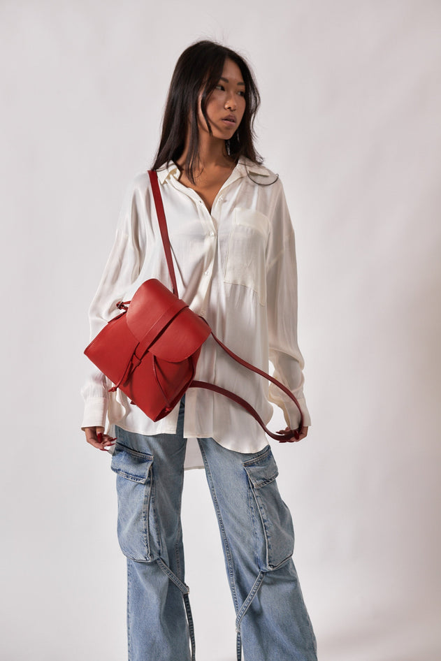 Mod 130 Cuoio Leren Rugzak Rood