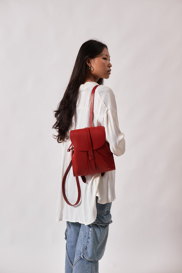 Mod 130 Cuoio Leren Rugzak Rood