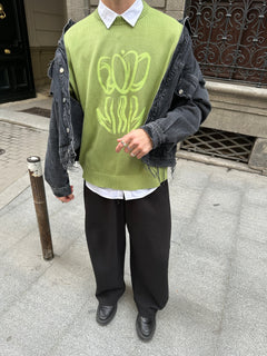 Printed Tulip Sweater Green