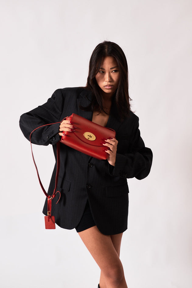 The Small Box Leather Bag Red