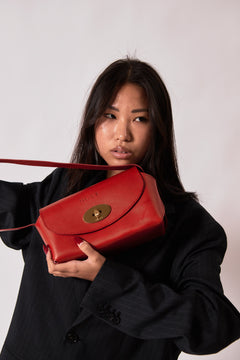 The Small Box Leather Bag Red