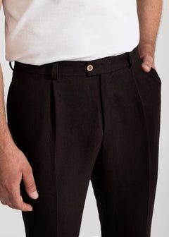 The Romana Linen Trousers Dark Brown