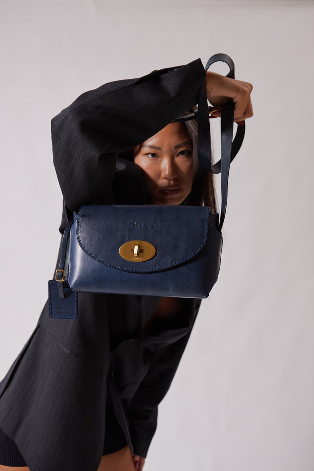 The Small Box Leren Tas Blauw
