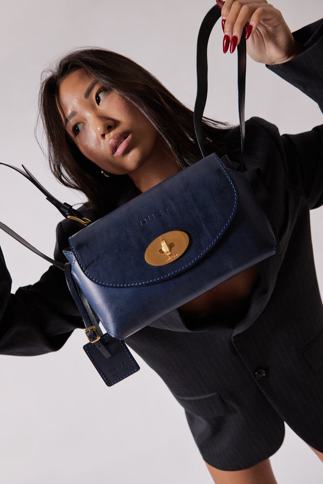 The Small Box Leren Tas Blauw