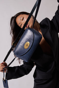 The Small Box Leren Tas Blauw