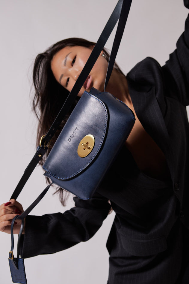 The Small Box Leren Tas Blauw