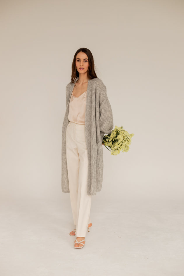 Enteliér Lange Mohair Vest Grijs