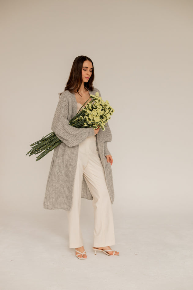 Enteliér Lange Mohair Vest Grijs