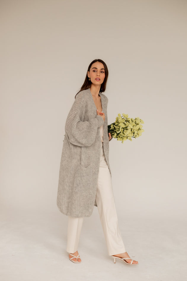 Enteliér Lange Mohair Vest Grijs