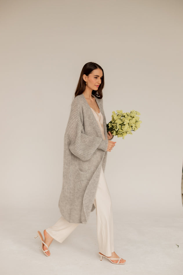 Enteliér Lange Mohair Vest Grijs