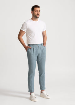 The Romana Linen Trousers Slate Blue