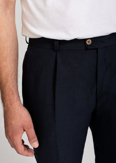 The Romana Linen Trousers Dark Blue