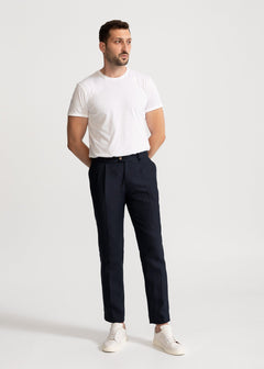 The Romana Linen Trousers Dark Blue