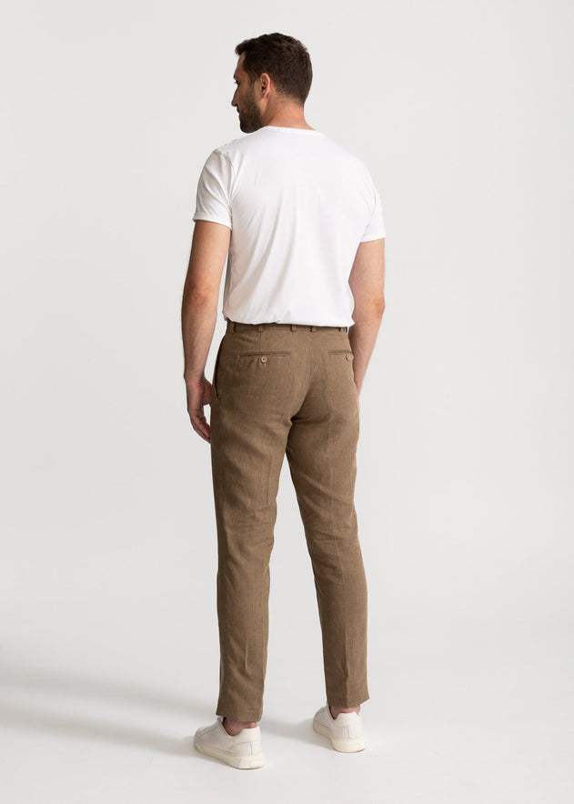 The Romana Linen Trousers Dark Beige