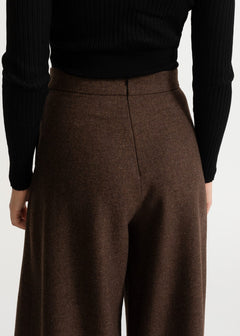 Women's Palazzo Wool Pants  Mocha Brown