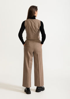 Women's Figa Herringbone Wool Bootcut Pants Mochaccino