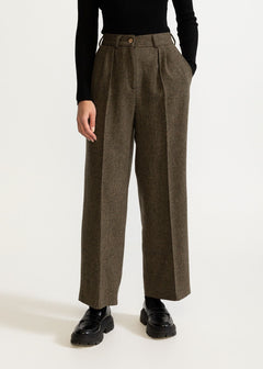 Women's Figa Wool Herringbone Wool Bootcut Pants  Green