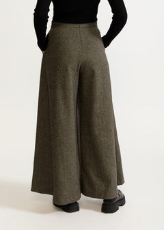 Women's Palazzo Wool Pants  Green