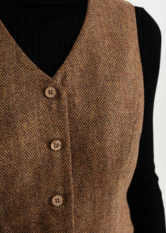 Women's Figa Wool Waistcoat  Whiskey Brown