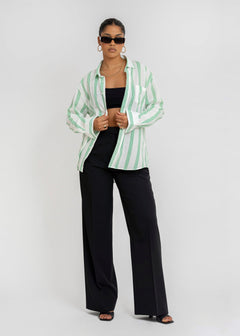 Miles Linen Blouse Groen & Wit