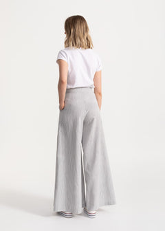 Women's Palazzo Cotton Pants Grey Stripes