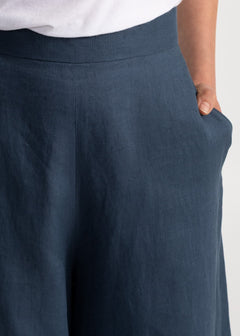 Women's Palazzo Linen Pants Nocturne Blue