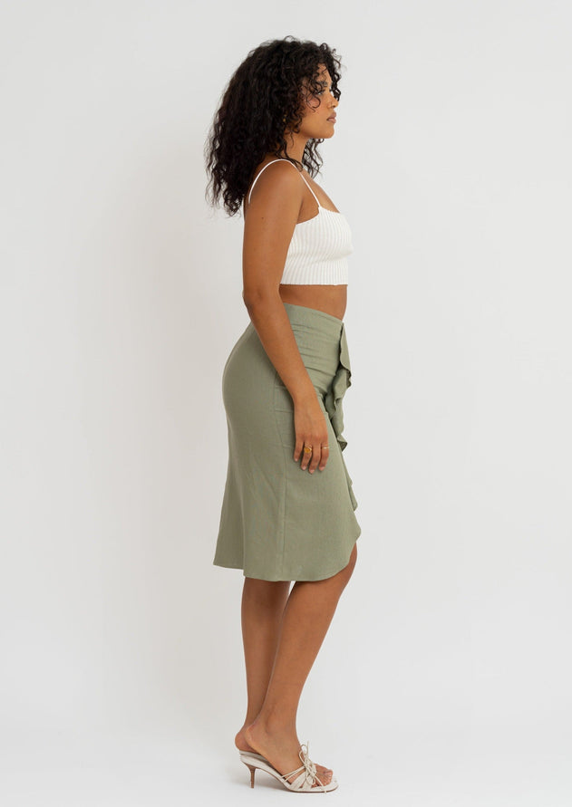 Najah Linen Skirt Green