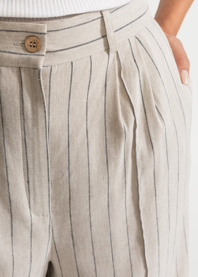 Women's Figa Linen Trousers Beige Stripes