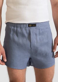 The Linen Boxer Shorts  Dusty Blue