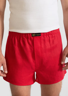 The Linen Boxer Shorts Red